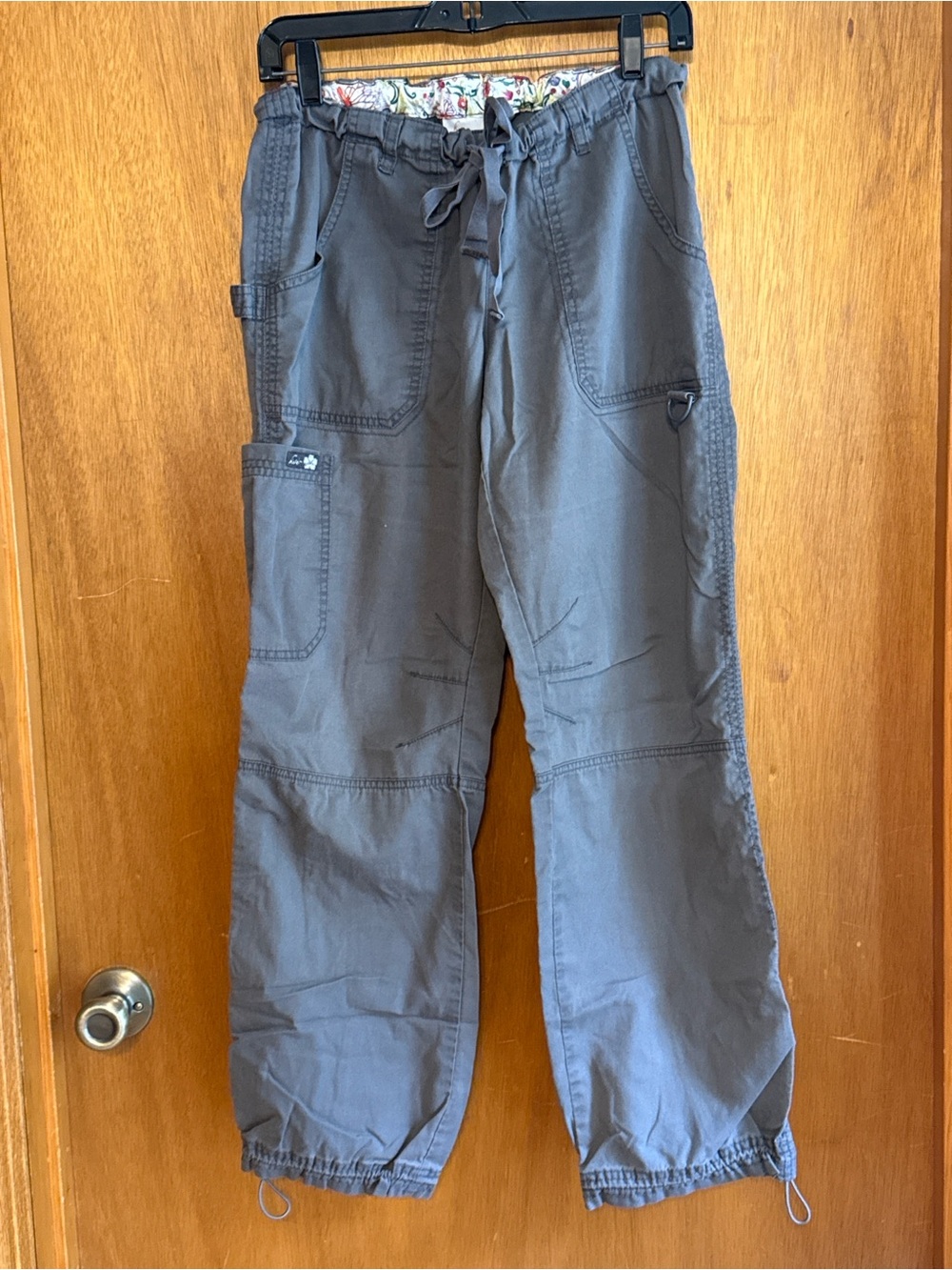 Women’s Koi Kathy Peterson Dark Grey Utility Cargo Pants Drawstring Waist Sz S